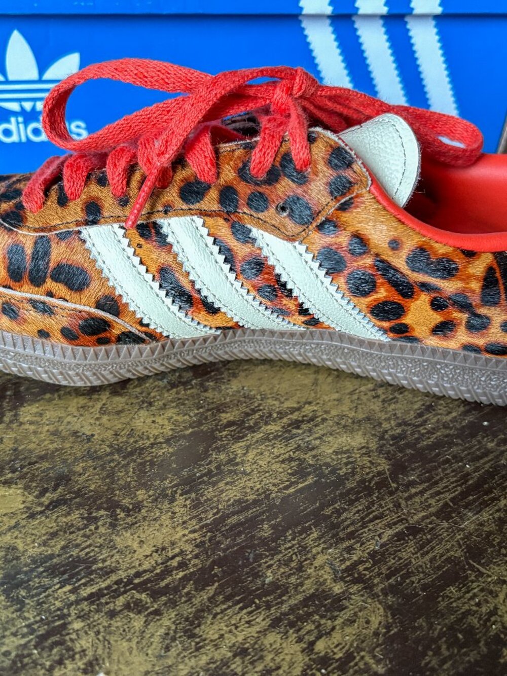 Adidas Samba "OG Preloved Red" Leopard Orange & Cream (fits like a 7.5) - Picture 3 of 9